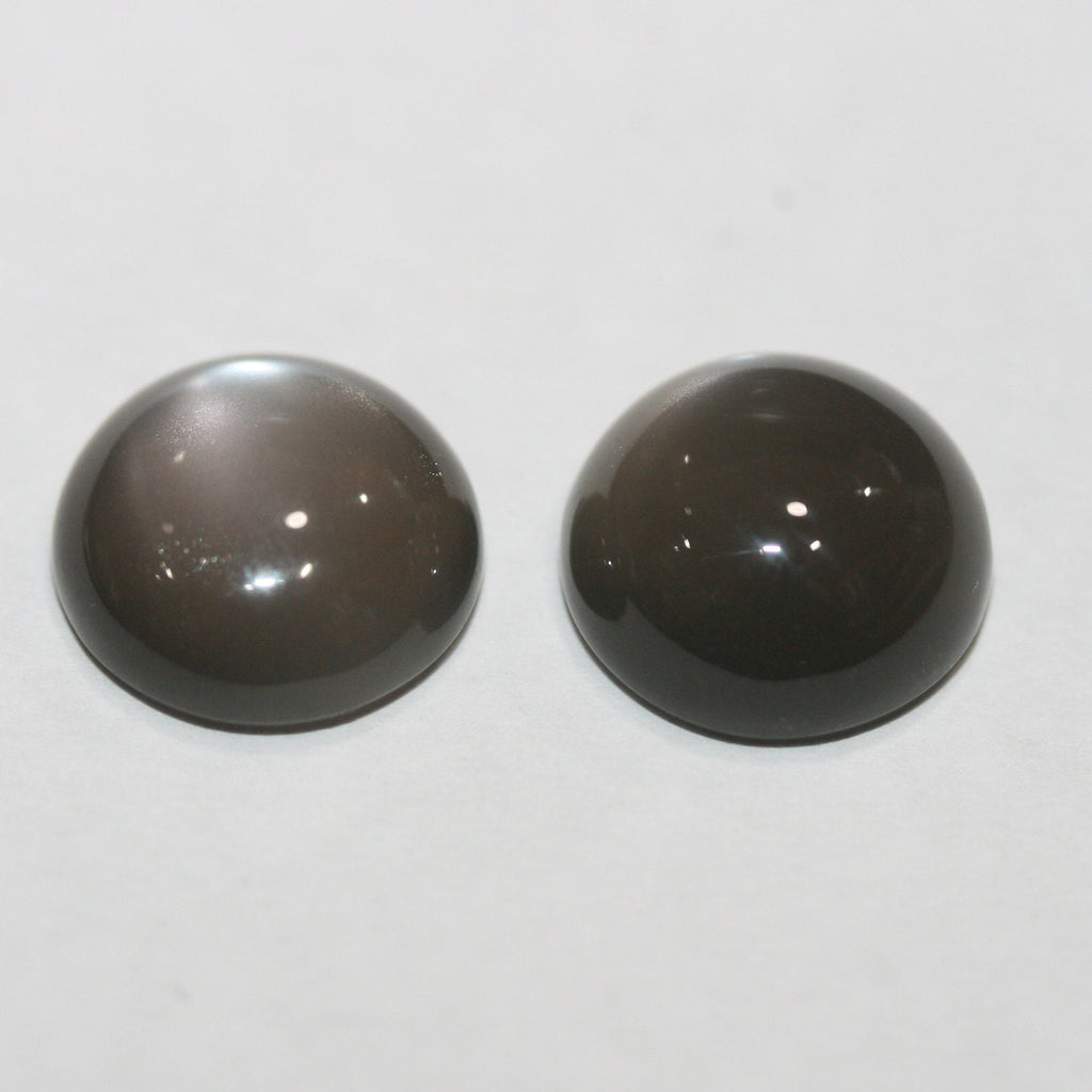 Lote de 2 cabujones redondos de piedra lunar gris de 12 mm. (2 piezas)