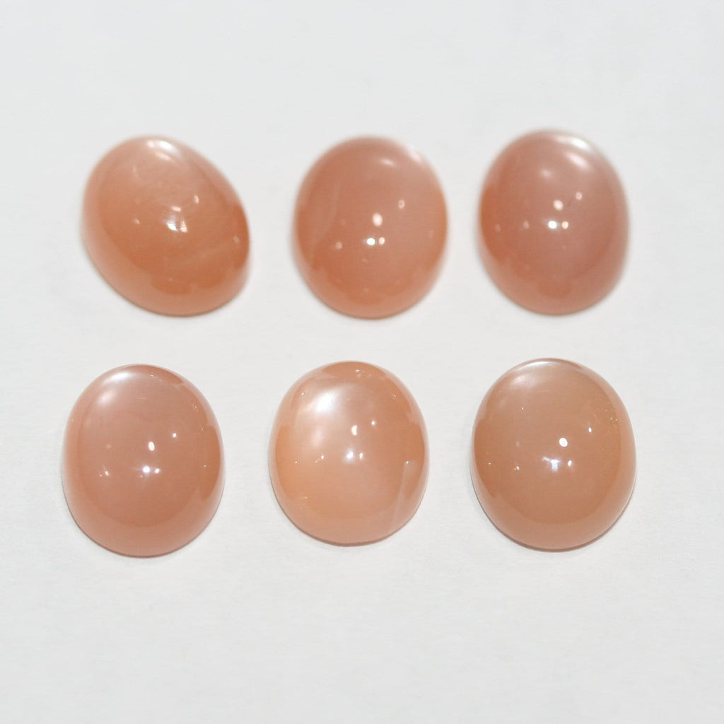 Lote de 6 cabujones ovalados de piedra lunar marrón de 10 x 8 mm (6 piezas)