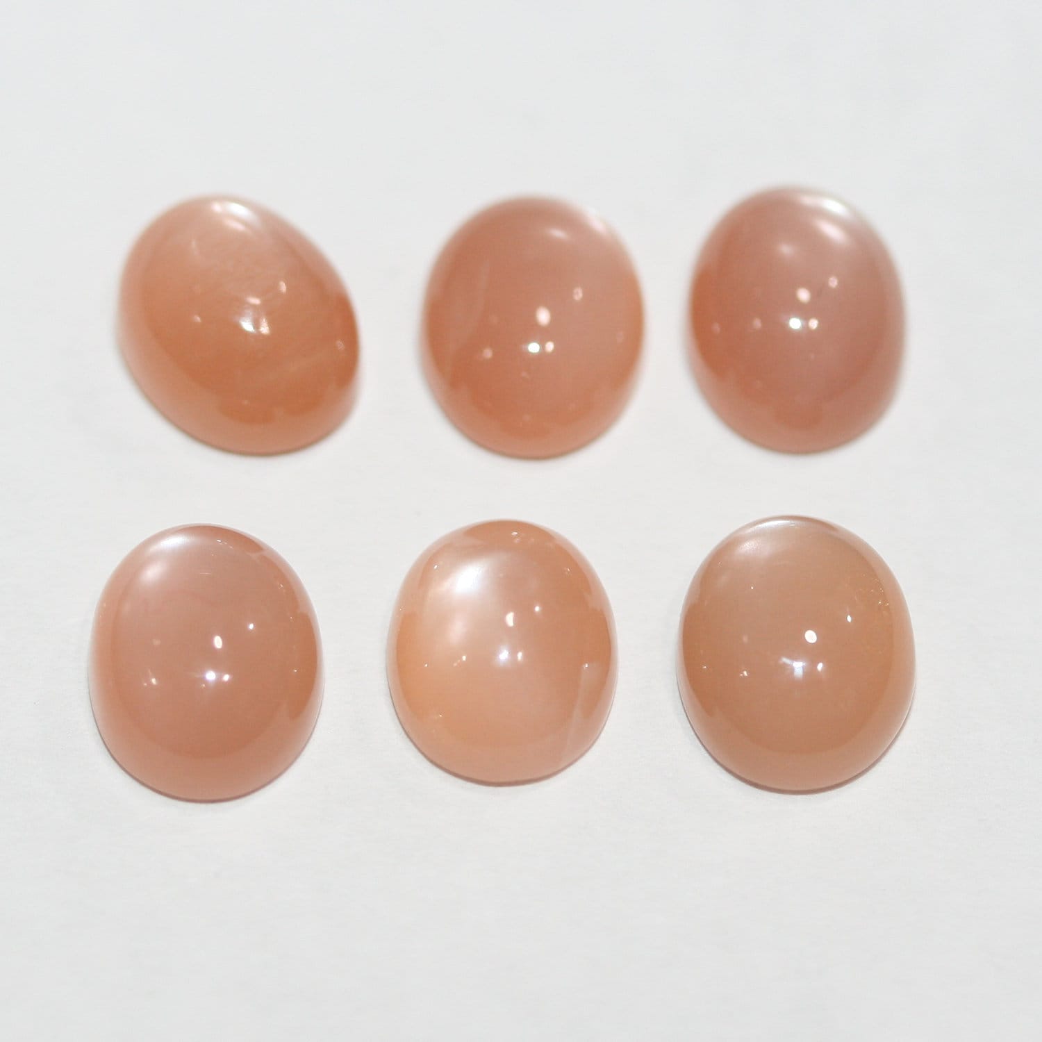 Lote de 6 cabujones ovalados de piedra lunar marrón de 10 x 8 mm (6 piezas)