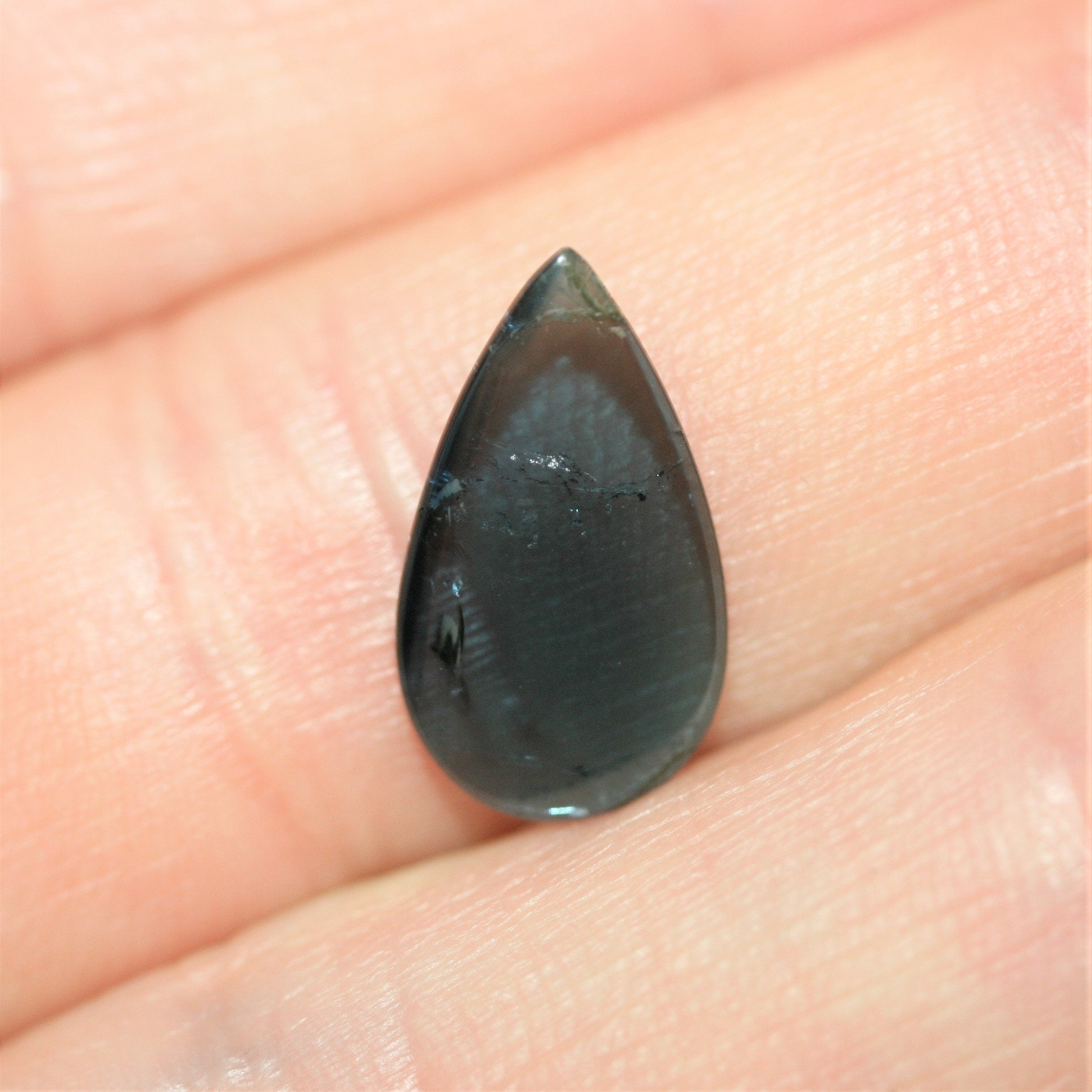 Blue Tourmaline Indicolite Drop  Cabochon 16x9mm. (2.19ct.) - Natural Gemstone- Top Color Rare Stone - Hard Gems