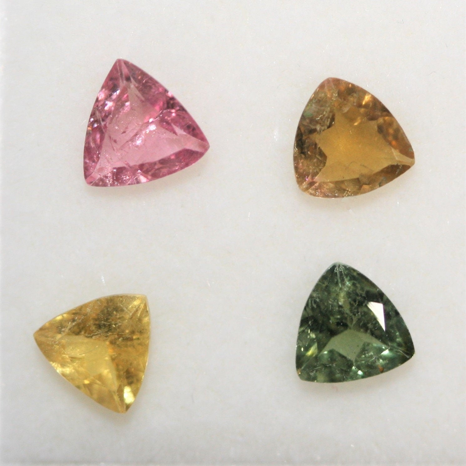 Multicolor Tourmaline lot Faceted Square 5-5.5mm. (4pcs)  - Gemstone Parcels- Loose Stones Wholesale Price - Natural Gems - Hard Gems