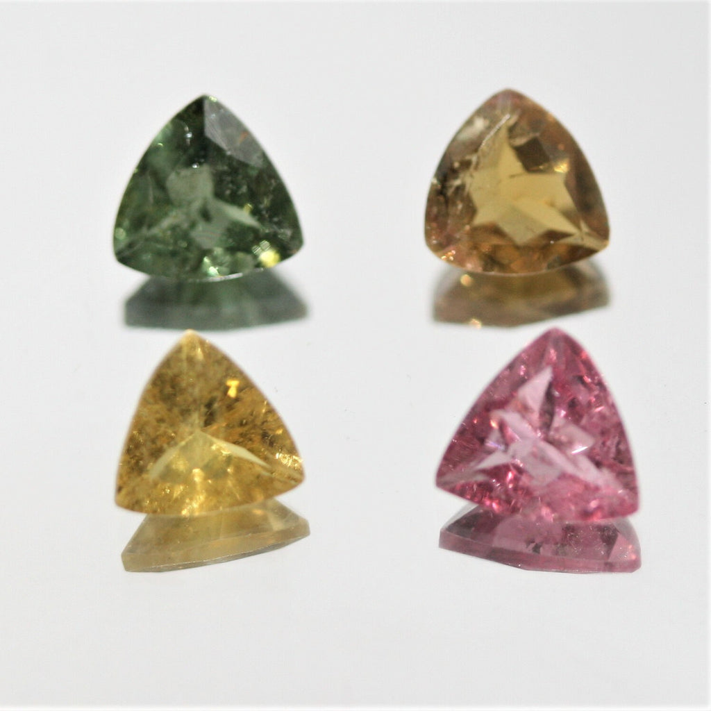 Multicolor Tourmaline lot Faceted Square 5-5.5mm. (4pcs)  - Gemstone Parcels- Loose Stones Wholesale Price - Natural Gems - Hard Gems