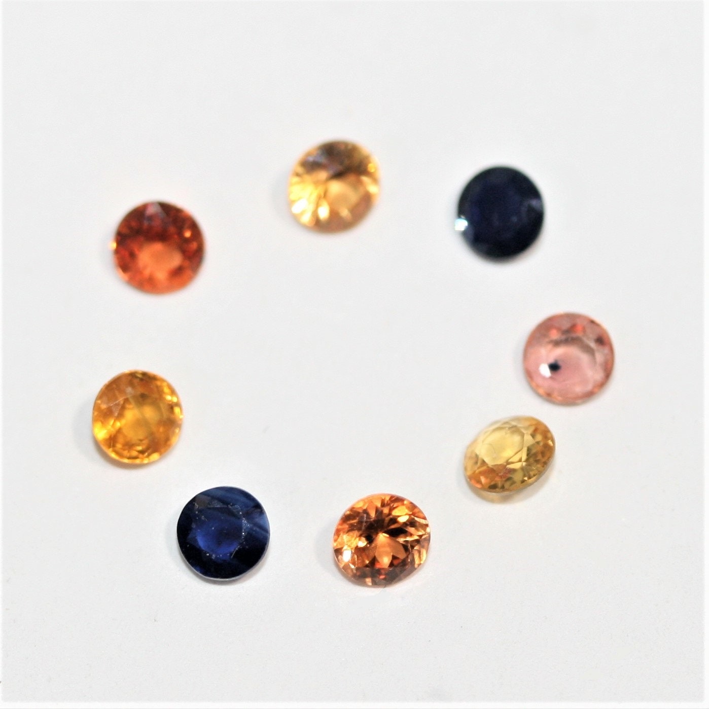 Multicolor Sapphire Lot Faceted Round 3.2-3.4mm. (8pcs)  -Gemstone Parcels-Loose Stones Wholesale Price-Natural Gems - Hard Gems