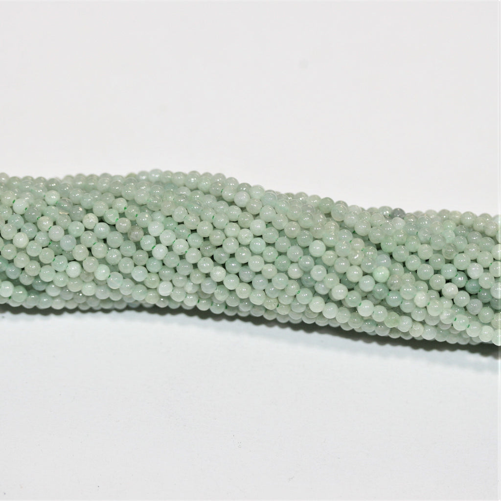 Cuentas redondas lisas de jade de Santa Birmania de 16", 2 mm - Hilo de 40 cm.
