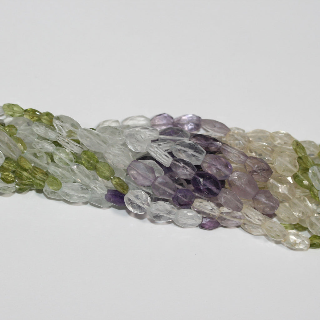 13" St Multi Stone Faceted Oval Beads 9x7mm.Approx.-Strand 37cm
