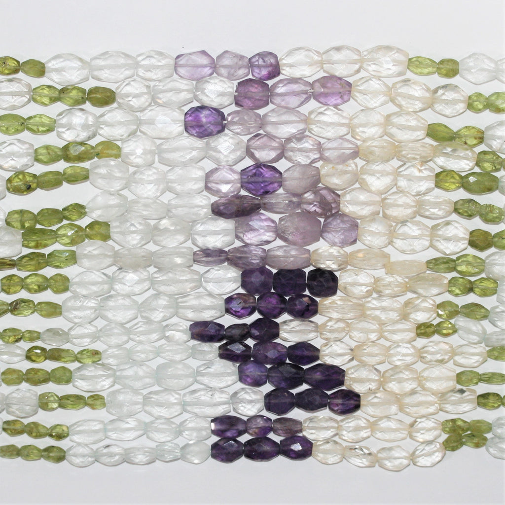 13" St Multi Stone Faceted Oval Beads 9x7mm.Approx.-Strand 37cm