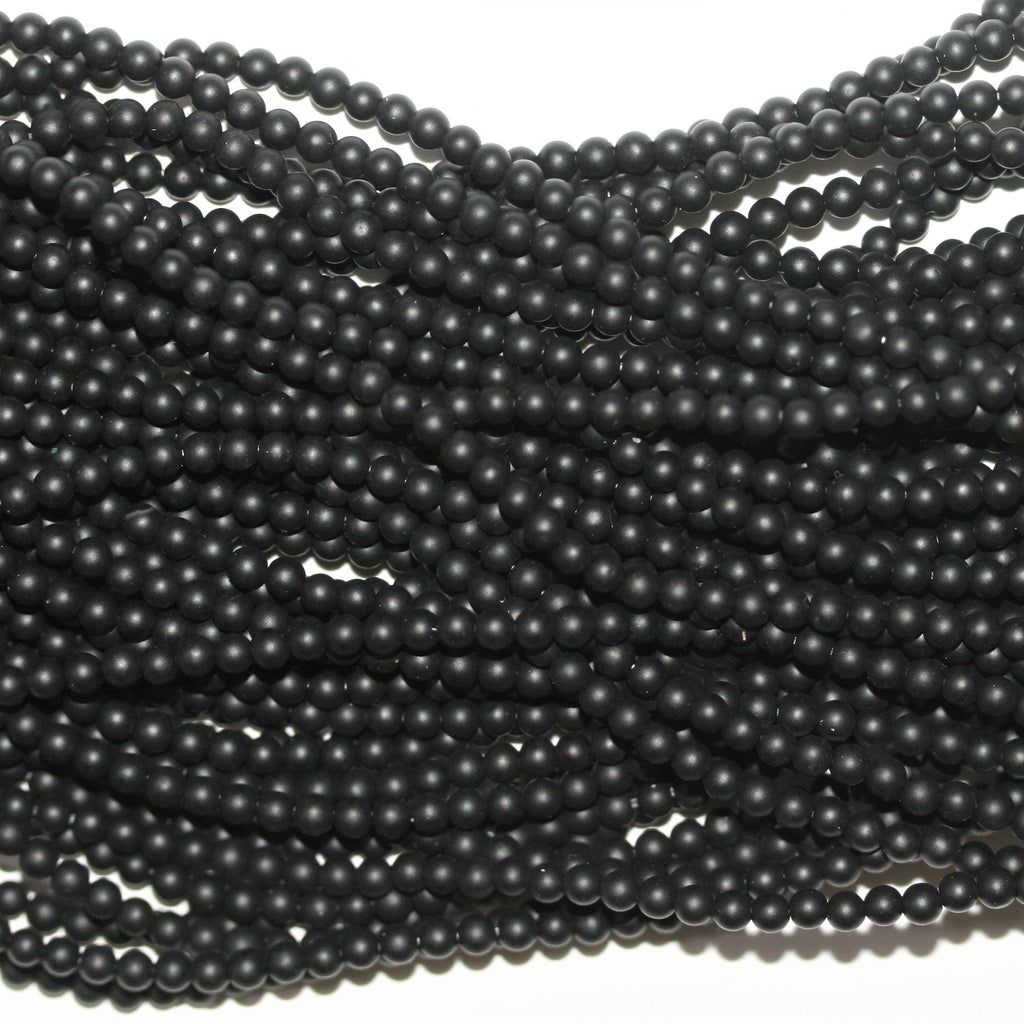 Cuentas Redondas de Ónix Acabado Liso Mate de 3mm - Hilo 40cm.