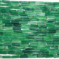 Perles tubulaires lisses en agate verte St 15" 13x4mm.- Brin 39cm.
