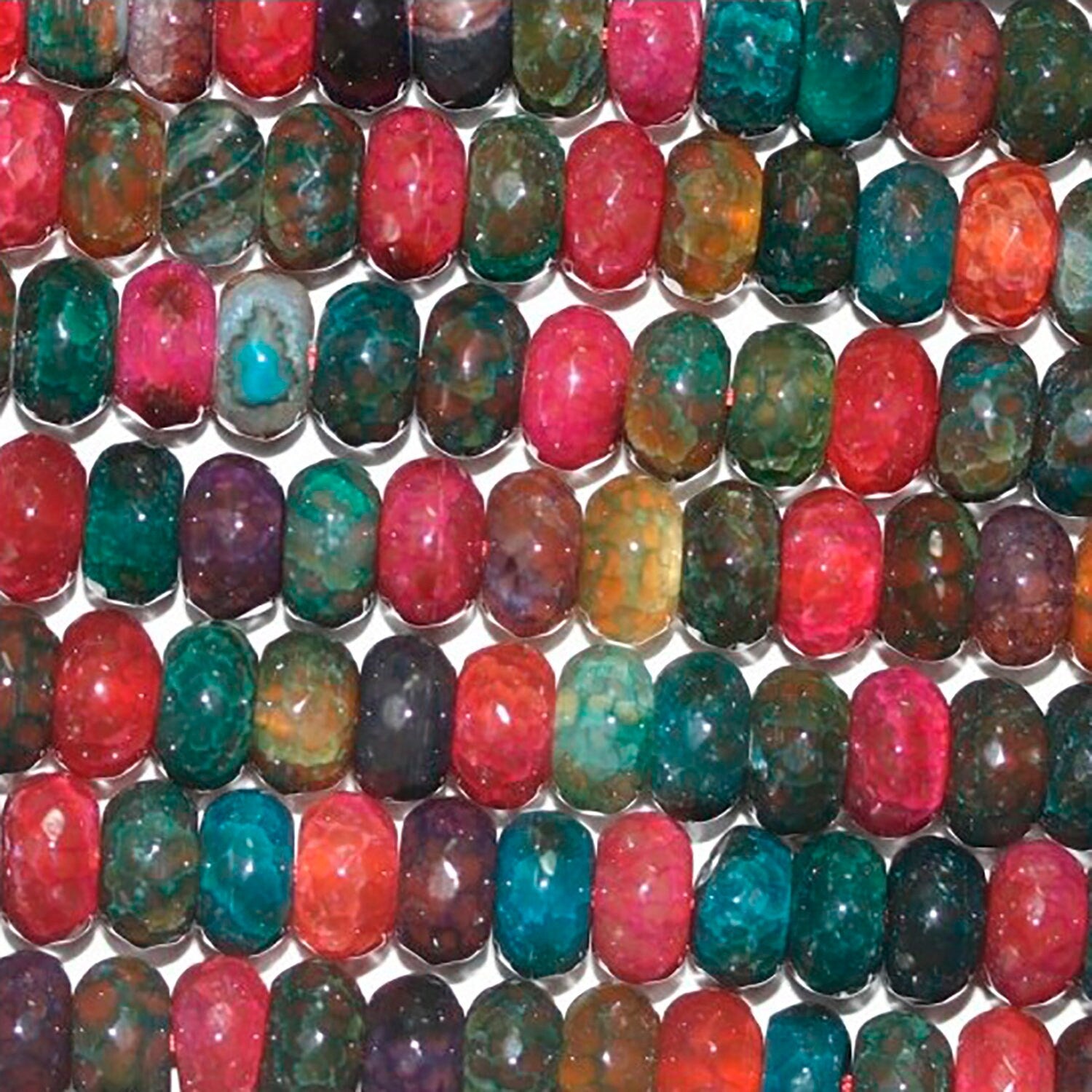 Perles rondelles à facettes en agate multicolore de 15 pouces (8 x 5 mm) - Fil de 39 cm