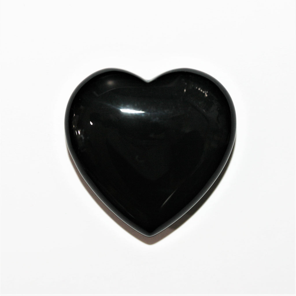 Pendentif cœur lisse en onyx, demi-percé, 32 mm.