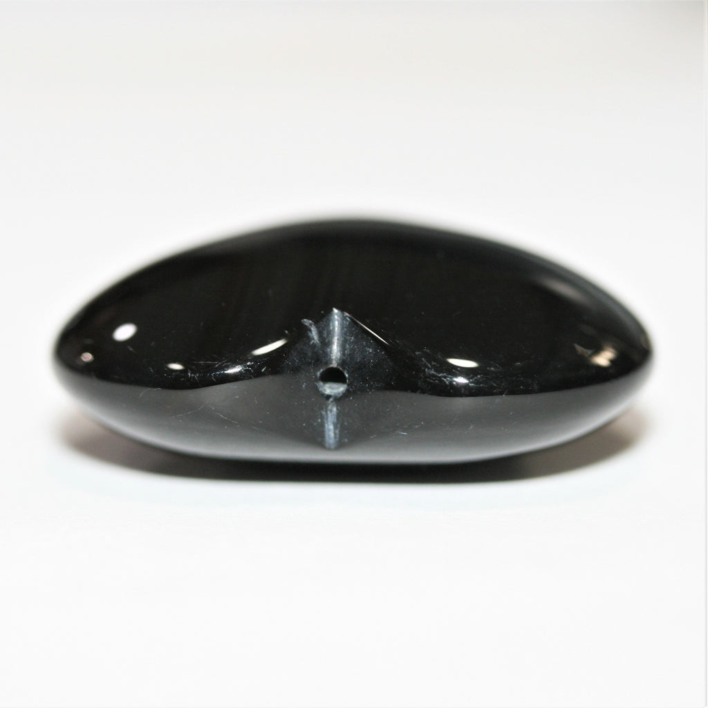 Pendentif cœur lisse en onyx, demi-percé, 32 mm.