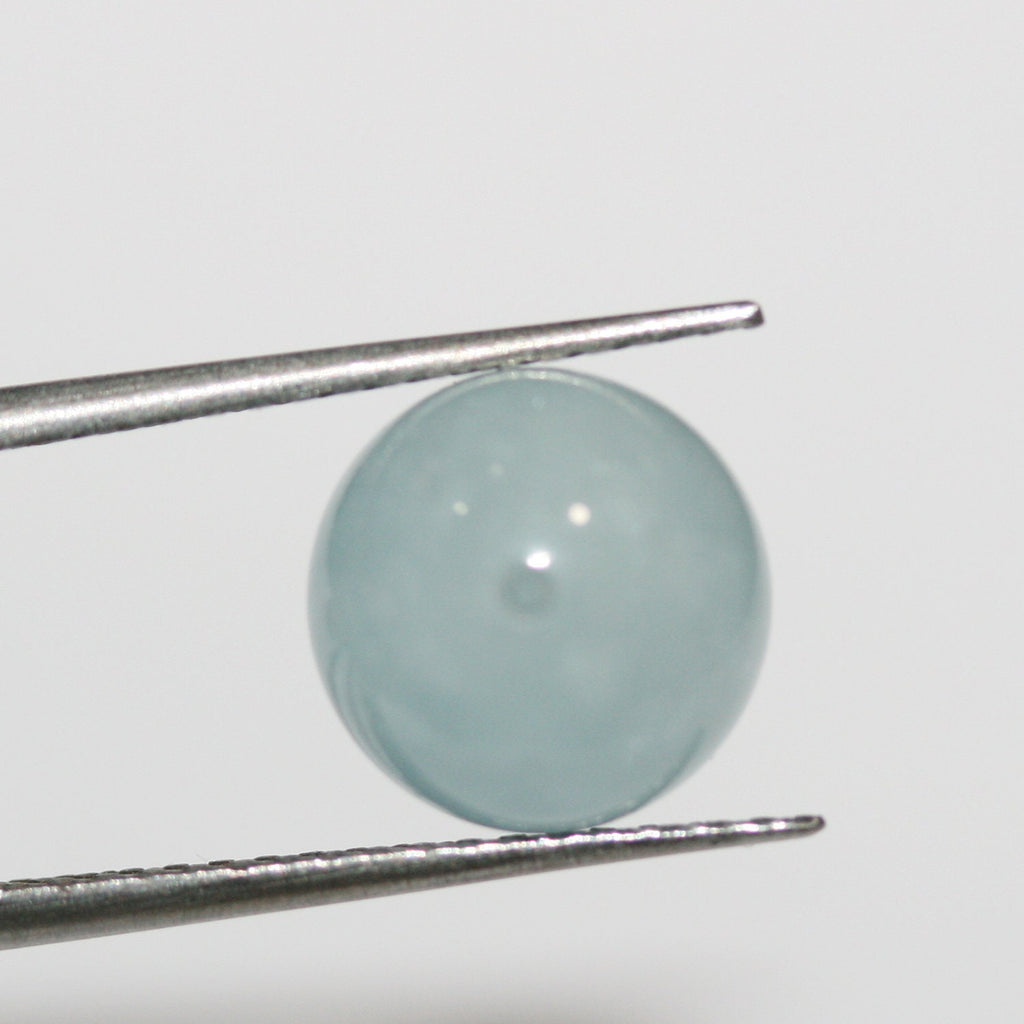 Perles rondes semi-percées en aigue-marine de 10 mm (1 paire).