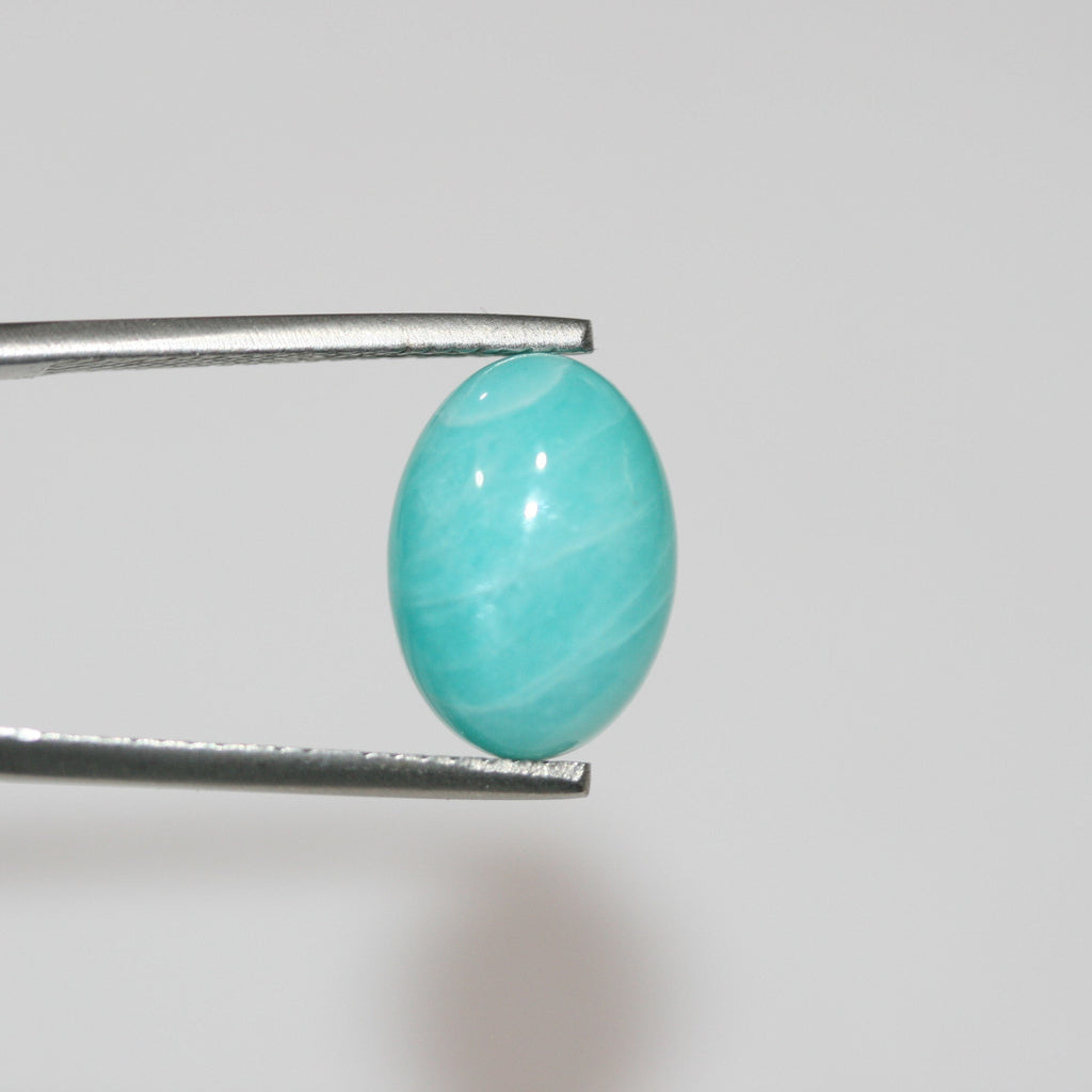 Lote de 4 cabujones ovalados de amazonita peruana (4 piezas) 10 x 14 mm.