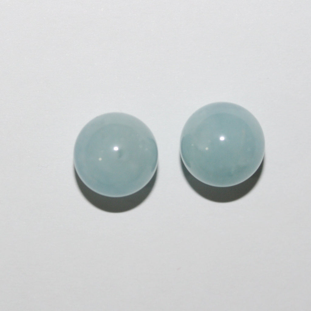 Perles rondes demi-percées en aigue-marine 8 mm (1 paire)