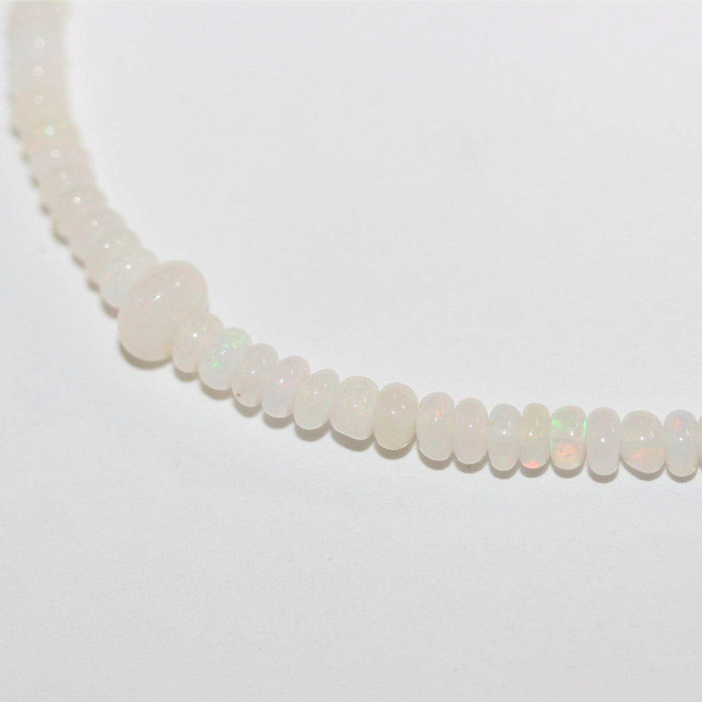 Cuentas redondas lisas graduadas de ópalo etíope de San Etiopía de 16", 3 x 1,5 - 4,5 x 3 mm, tira de 42 cm.