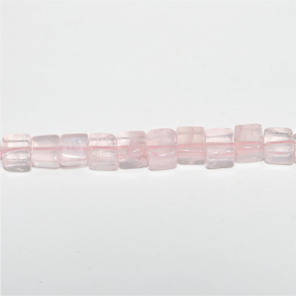 Cuentas cúbicas lisas de cuarzo rosa de 16" de 5 a 5,5 mm - Hilo de 40 cm.