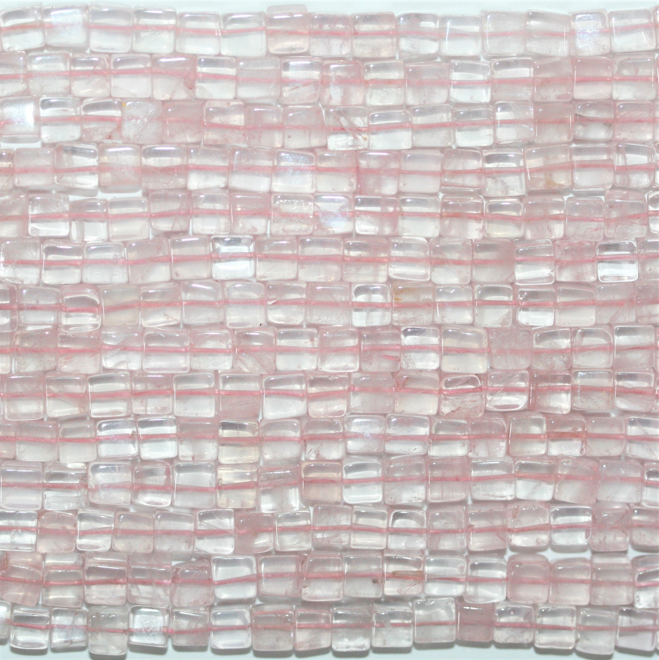 Cuentas cúbicas lisas de cuarzo rosa de 16" de 5 a 5,5 mm - Hilo de 40 cm.