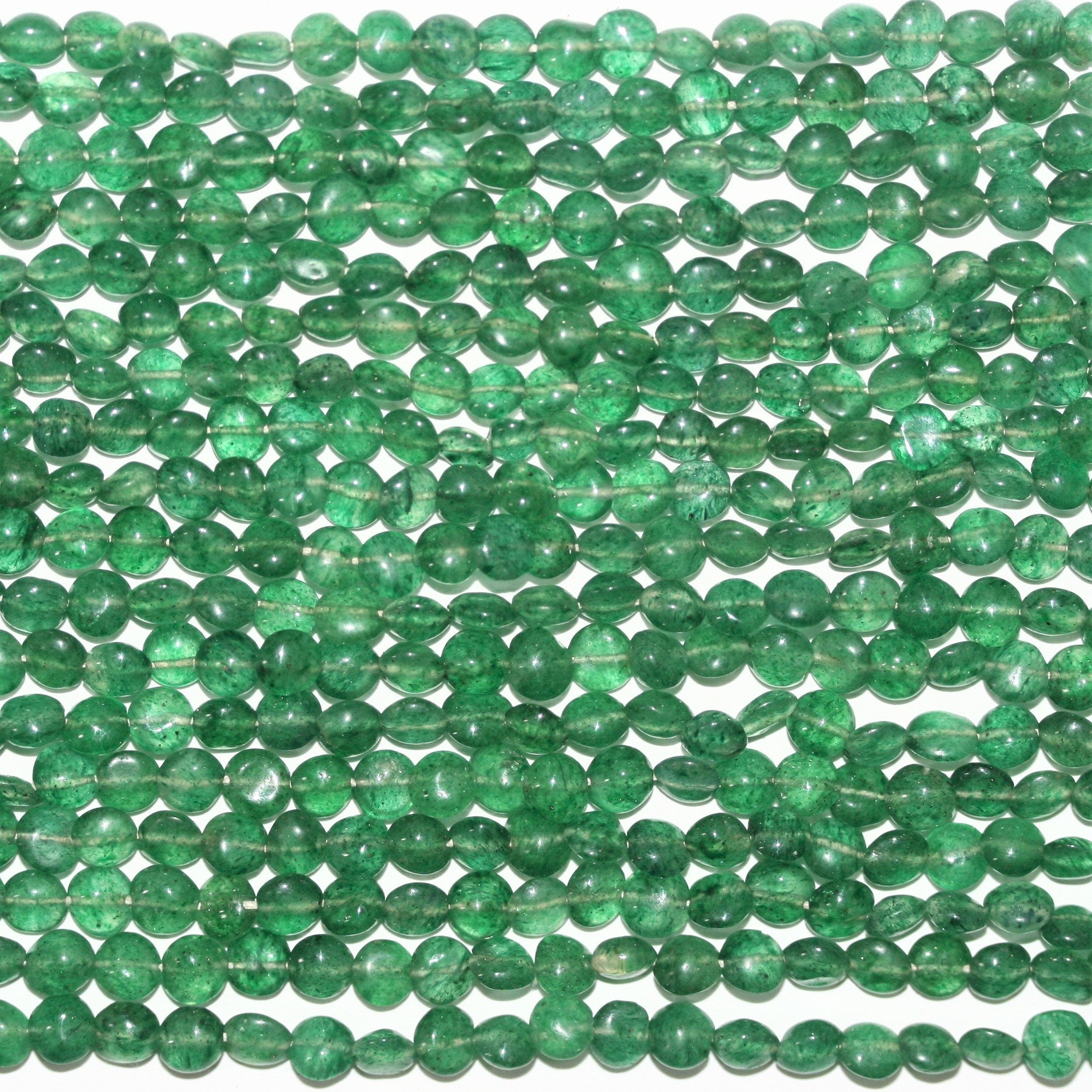 15" perles rondes lisses en aventurine vert Saint-Pierre de 5 mm - Brin de 38 cm.