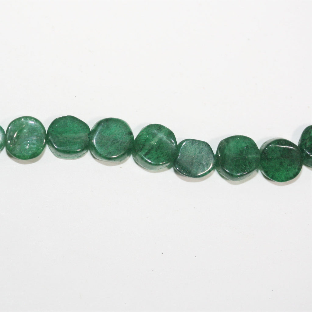 Perles plates lisses en aventurine St. Green de 14 pouces, 6-7 mm - Brin de 37 cm.