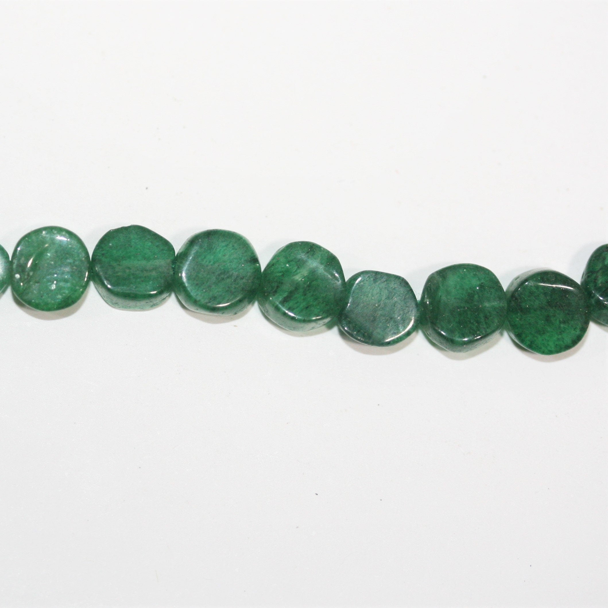 Perles plates lisses en aventurine St. Green de 14 pouces, 6-7 mm - Brin de 37 cm.