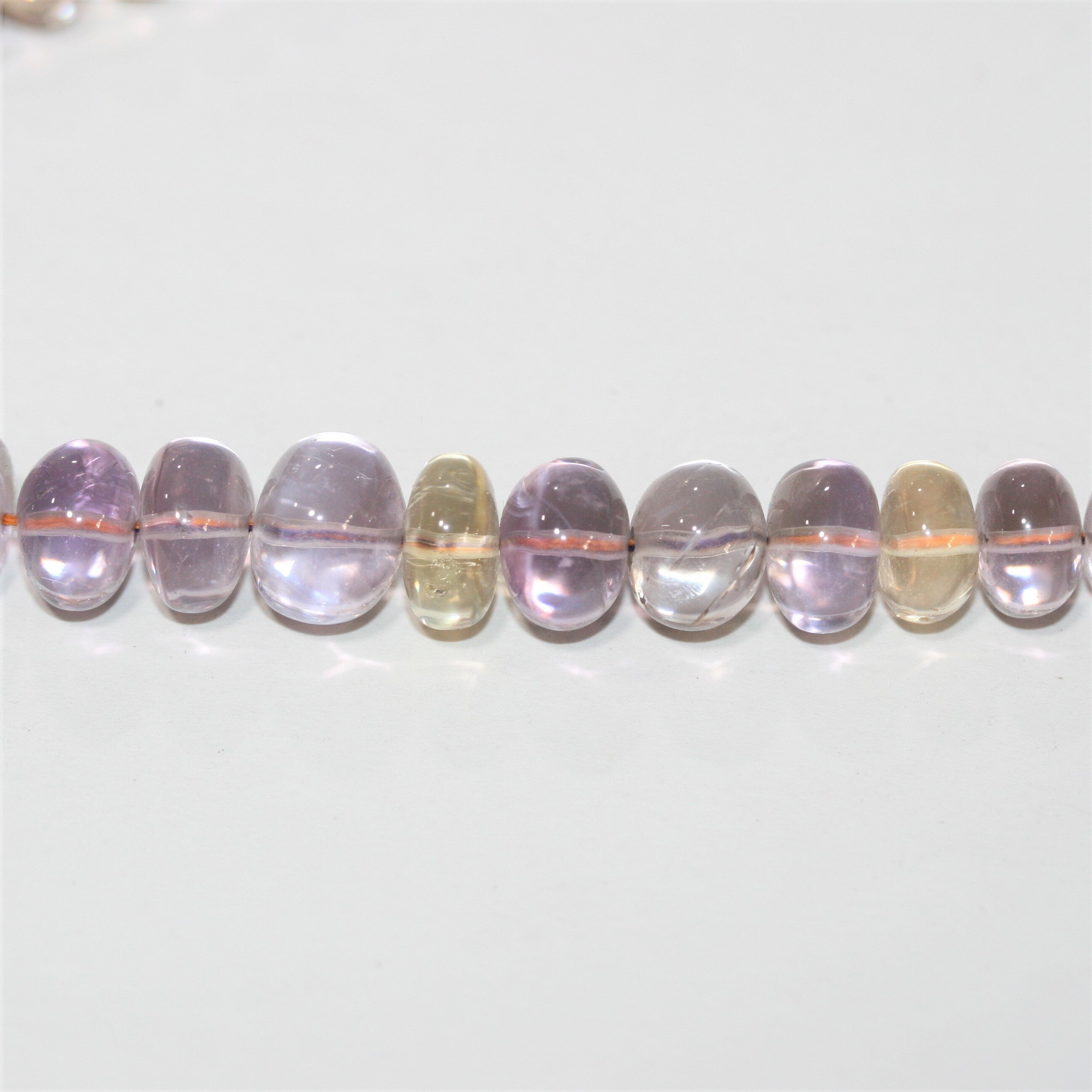 16" St. Ametrine Graduated Smooth Rondelle Beads 7.5x4- 11x8mm. Approx.- Strand 40cm. - Hard Gems