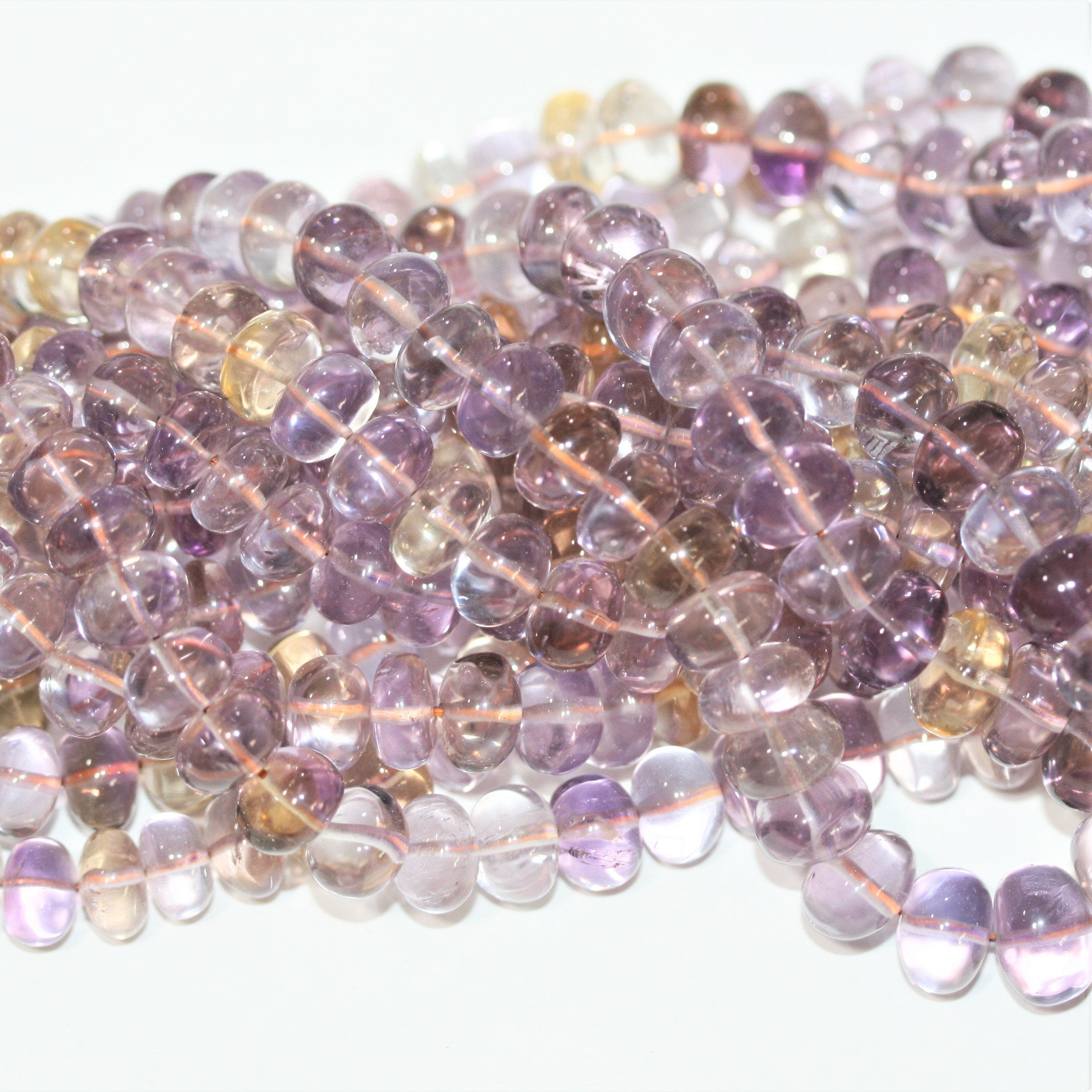 16" St. Ametrine Graduated Smooth Rondelle Beads 7.5x4- 11x8mm. Approx.- Strand 40cm. - Hard Gems