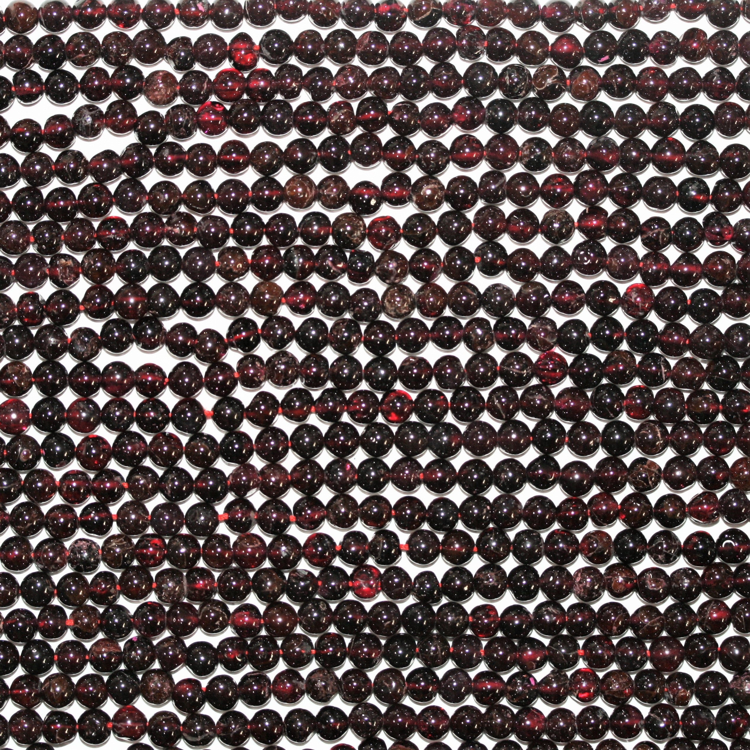 13" St Garnet Smooth Round Beads 5mm.- Strand 33cm.