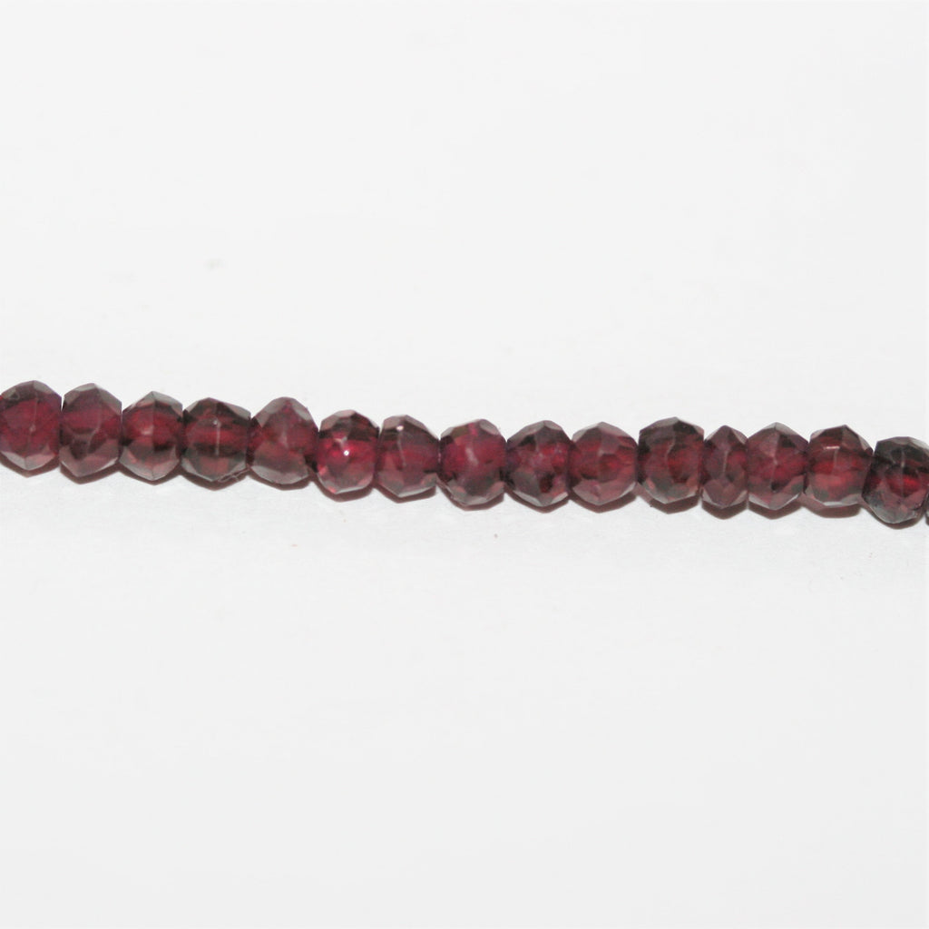 13" St Garnet Faceted Rondelle Beads 4x3mm.- Strand 33cm.