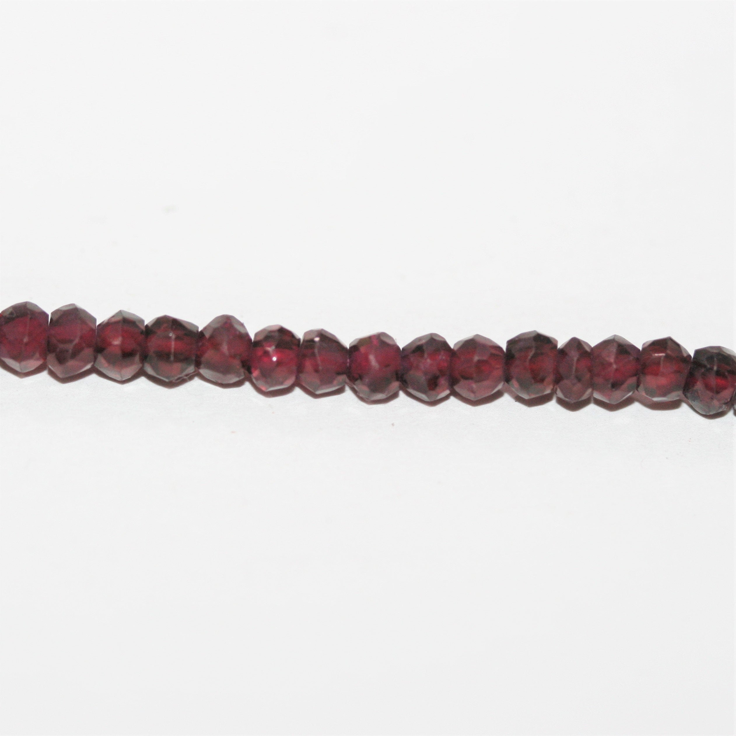13" St Garnet Faceted Rondelle Beads 4x3mm.- Strand 33cm.