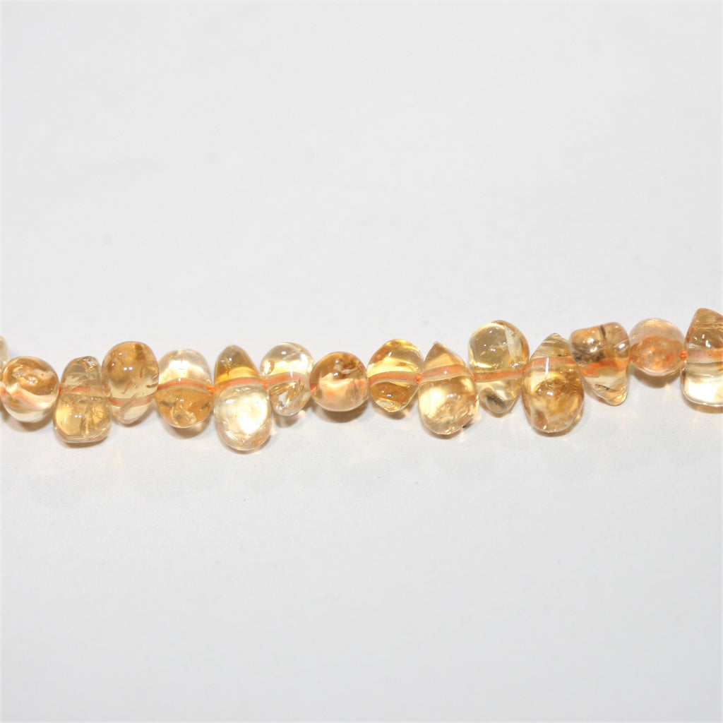14" St Citrine Smooth Drop Beads 8x5mm. Approx.- Strand 36cm.