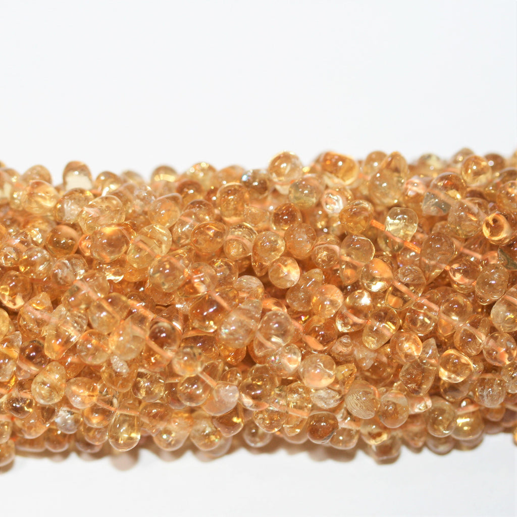 14" St Citrine Smooth Drop Beads 8x5mm. Approx.- Strand 36cm.