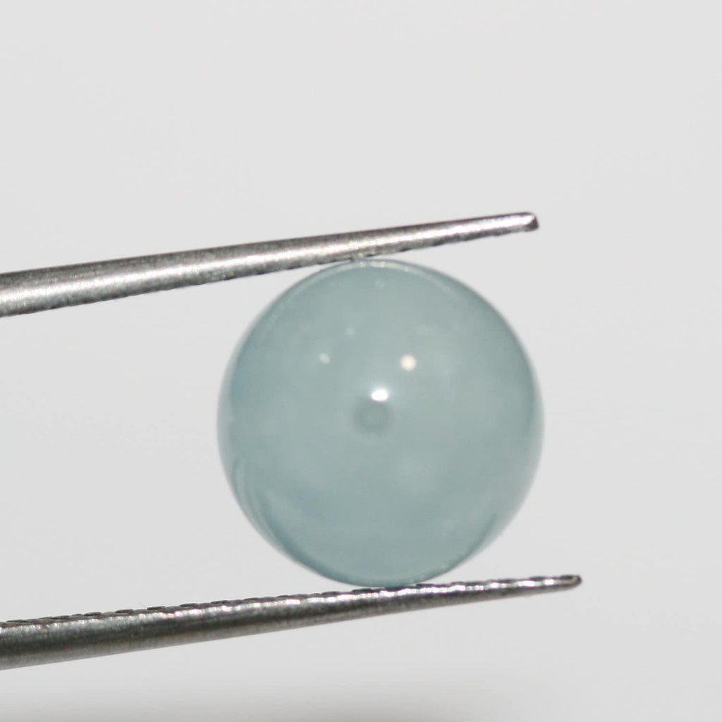 Perles rondes demi-percées en aigue-marine 8 mm (1 paire)