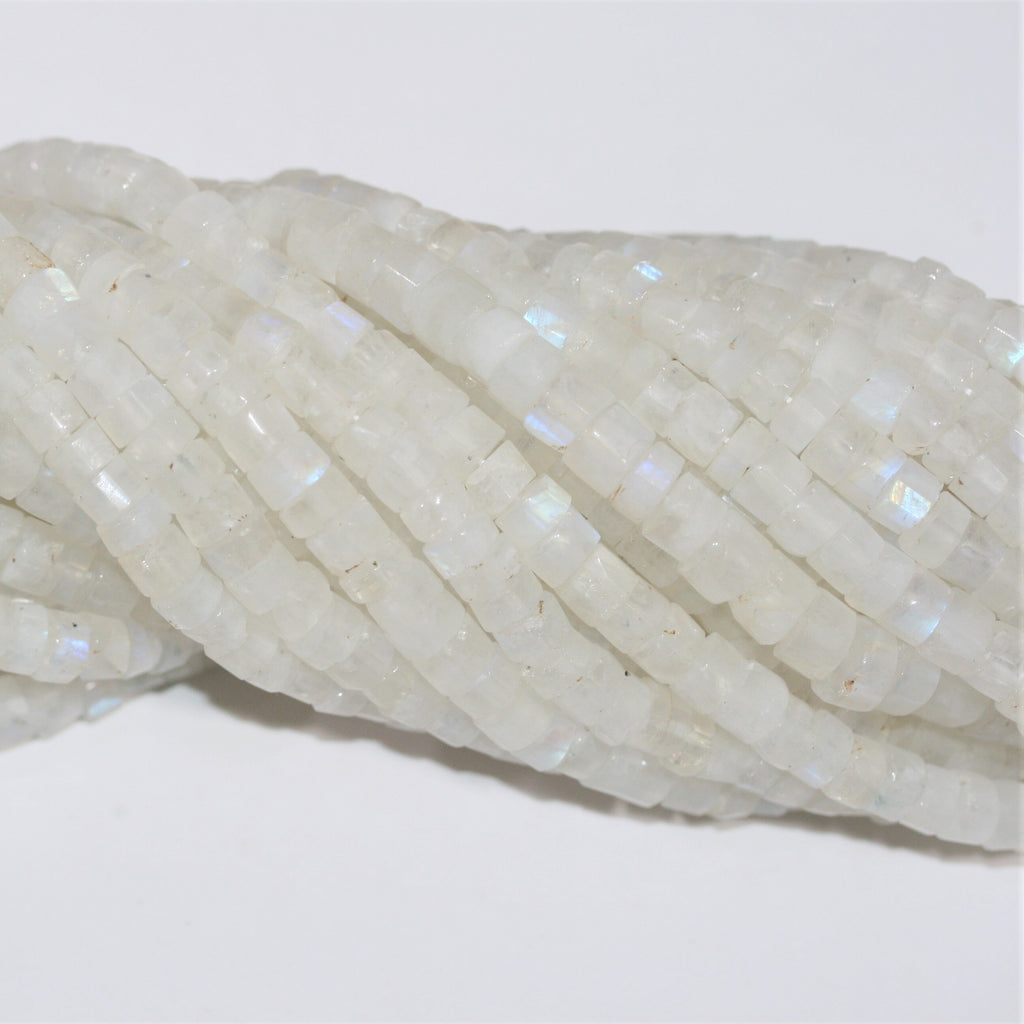 14" St Moonstone Faceted Disc Beads 6x4mm.- Strand 36cm.