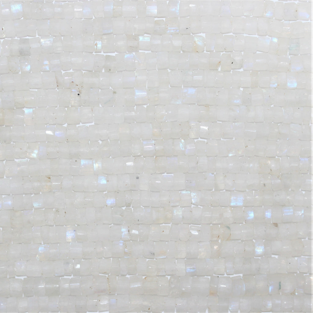 14" St Moonstone Faceted Disc Beads 6x4mm.- Strand 36cm.