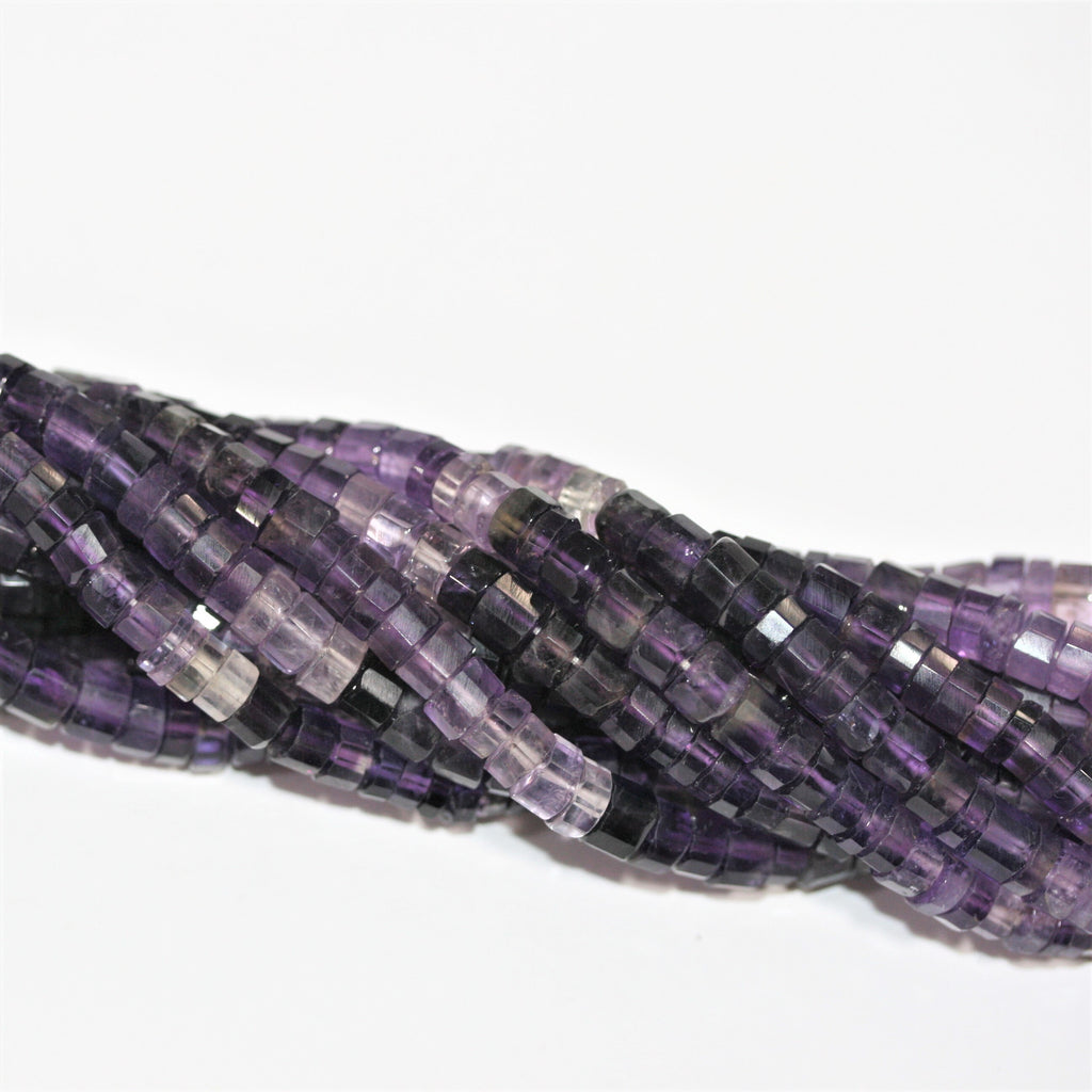 13" St Amethyst Faceted Disc Beads 5x3mm. Approx.- Strand 34cm.