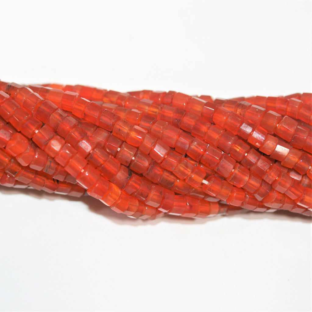 13" St Carnelian Faceted Disc Beads 5x3mm. Approx.- Strand 33 cm.