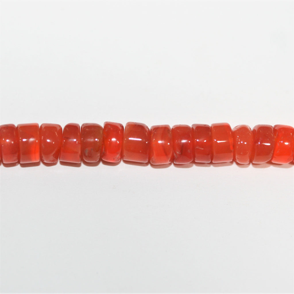 13" St Carnelian Smooth Disc Beads 8x4mm. Approx.- Strand 34cm.