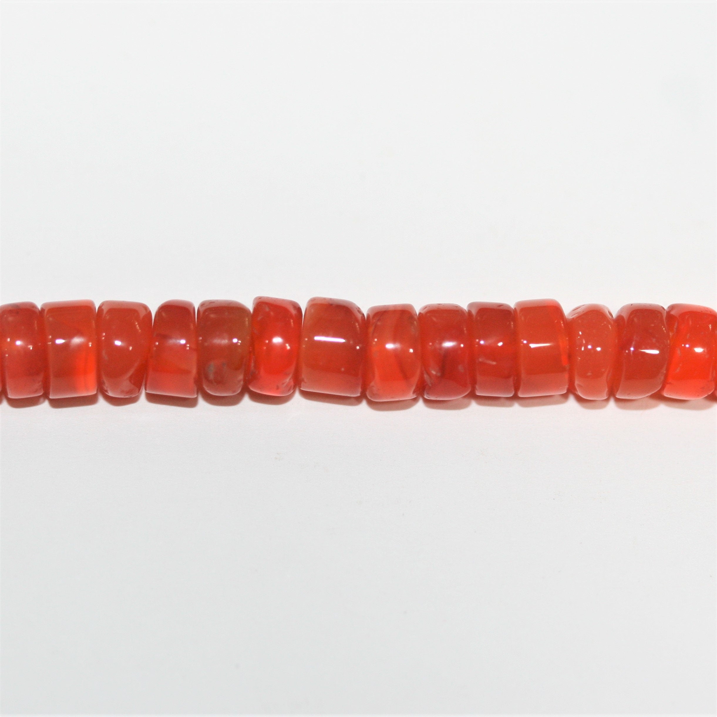 13" St Carnelian Smooth Disc Beads 8x4mm. Approx.- Strand 34cm.