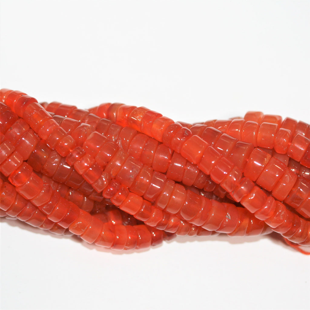 13" St Carnelian Smooth Disc Beads 8x4mm. Approx.- Strand 34cm.