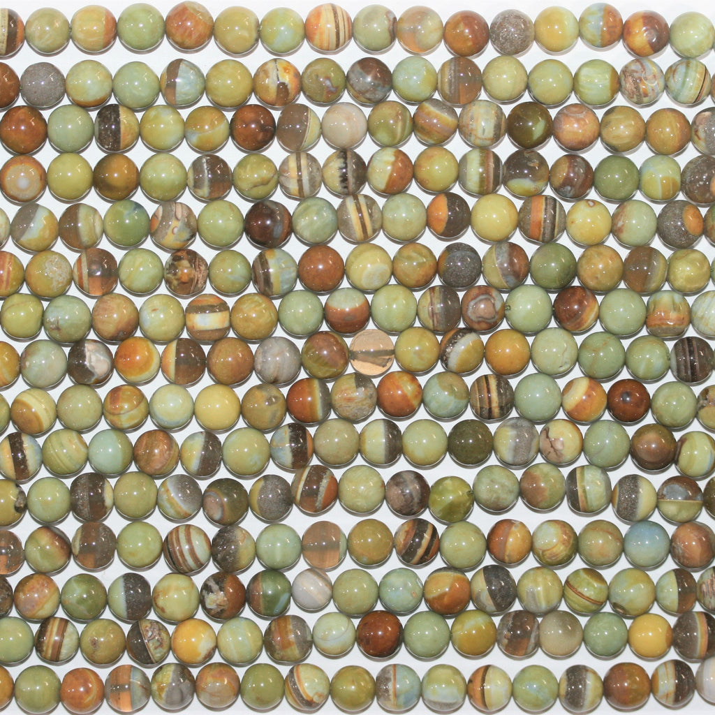 16" St Perles rondes lisses en opale bleu-vert 8-9 mm.- Brin 41 cm.