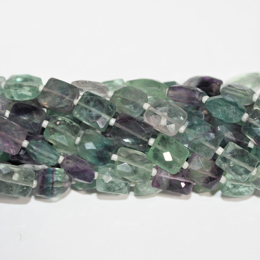 Cuentas rectangulares facetadas de fluorita de 8" de St. 11 x 8 mm. Aprox. - Hilo de 20 cm.