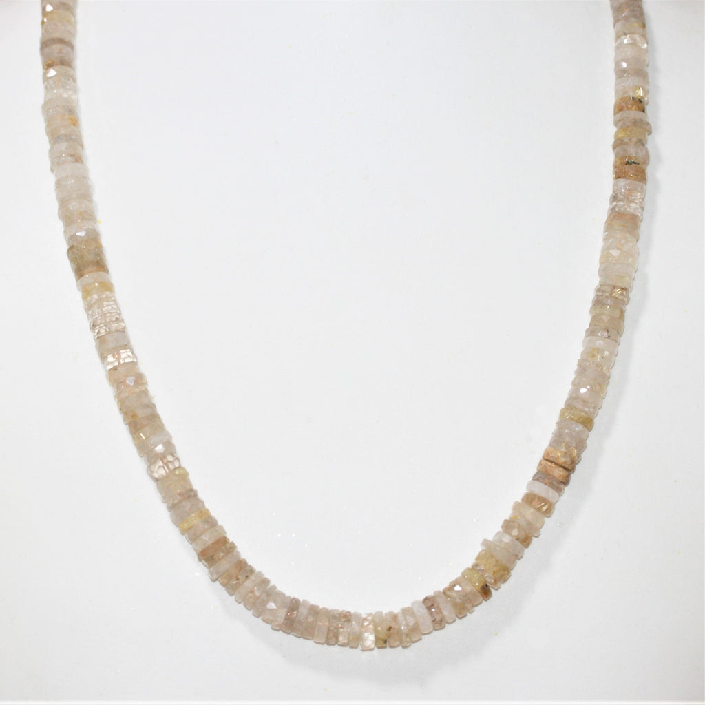 Rutilated Quartz Faceted Rondelle Necklace 8x2mm.