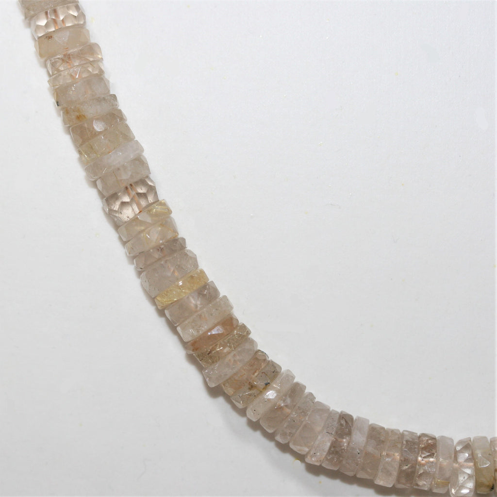 Rutilated Quartz Faceted Rondelle Necklace 8x2mm.