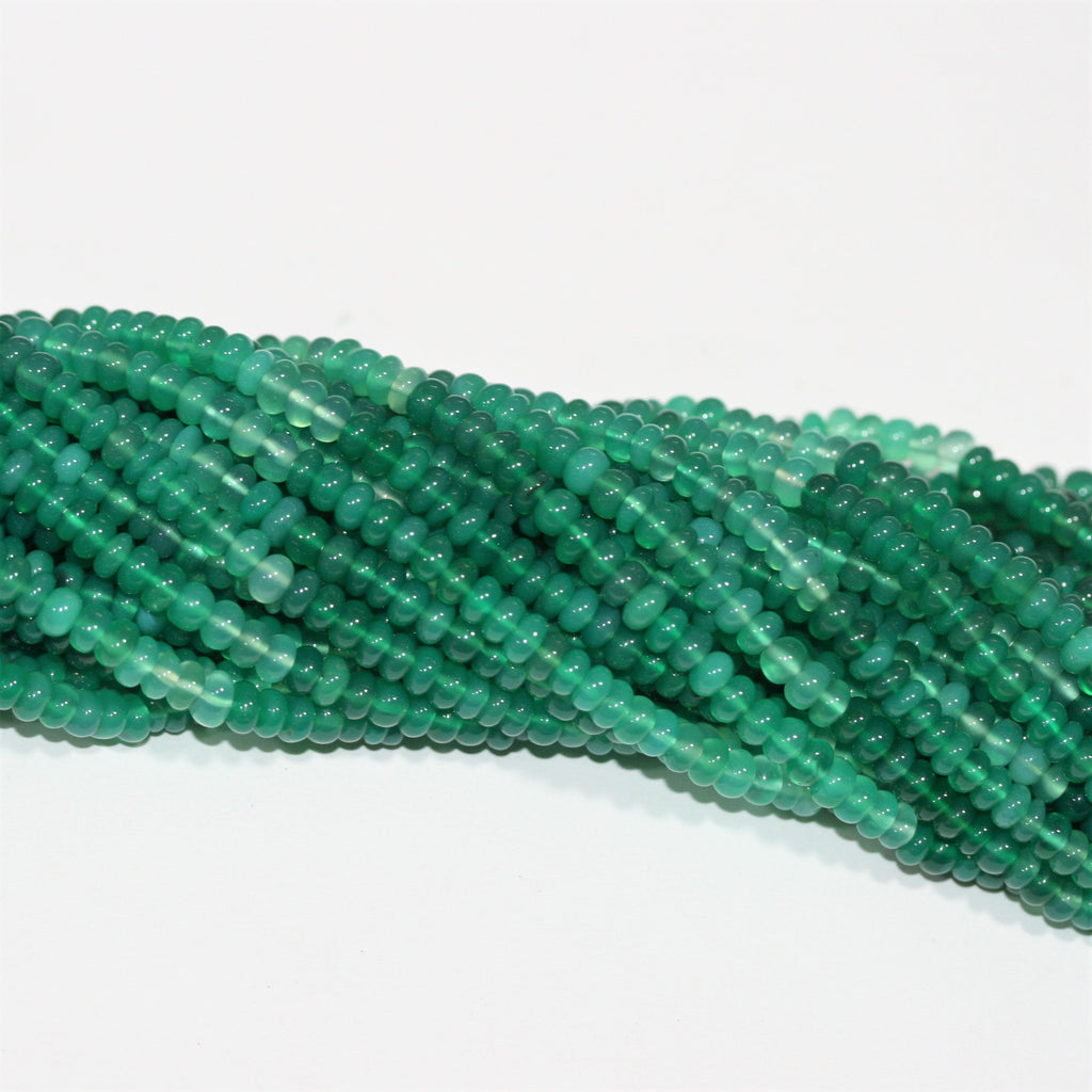 13" St Green Onyx Gradient Color Smooth Rondelle Beads 5x3mm.- Strand 33cm.