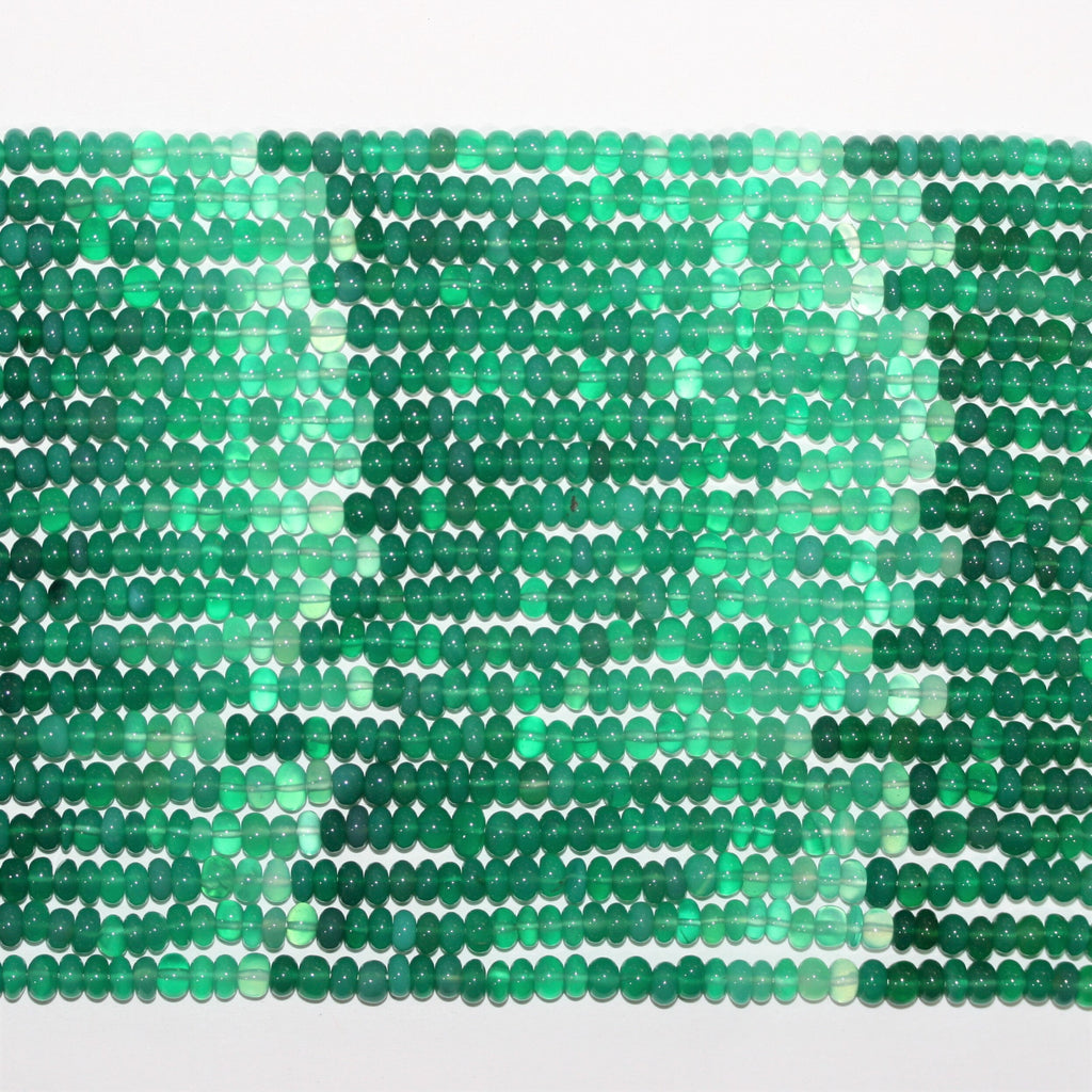 13" St Green Onyx Gradient Color Smooth Rondelle Beads 5x3mm.- Strand 33cm.