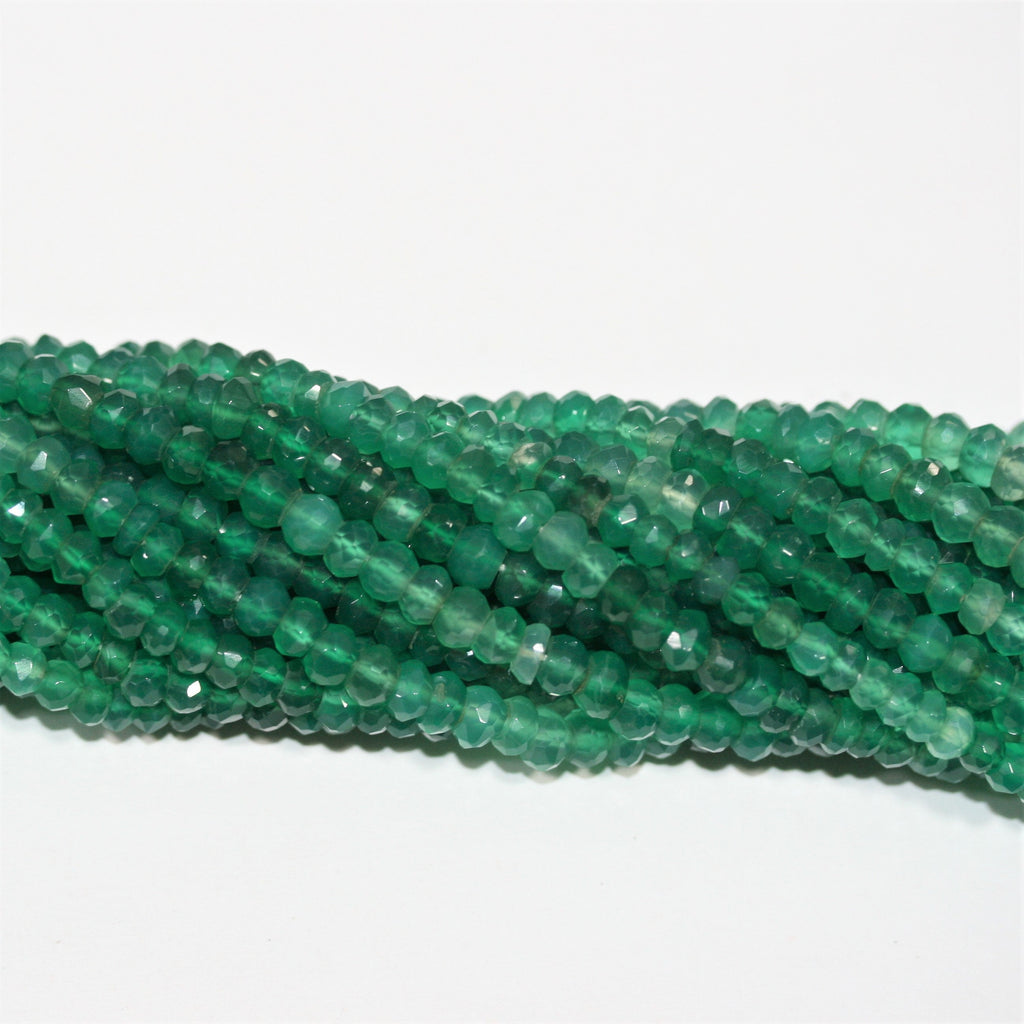 13" St Green Onyx Faceted Rondelle Beads 5x3mm.- Strand 33cm.