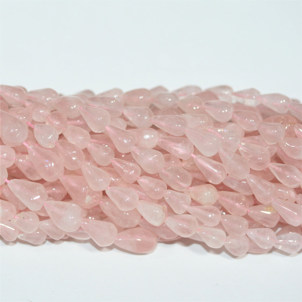 Cuentas de cuarzo rosa lisas de 10 x 6 mm. Aprox. - Hilo de 36 cm.