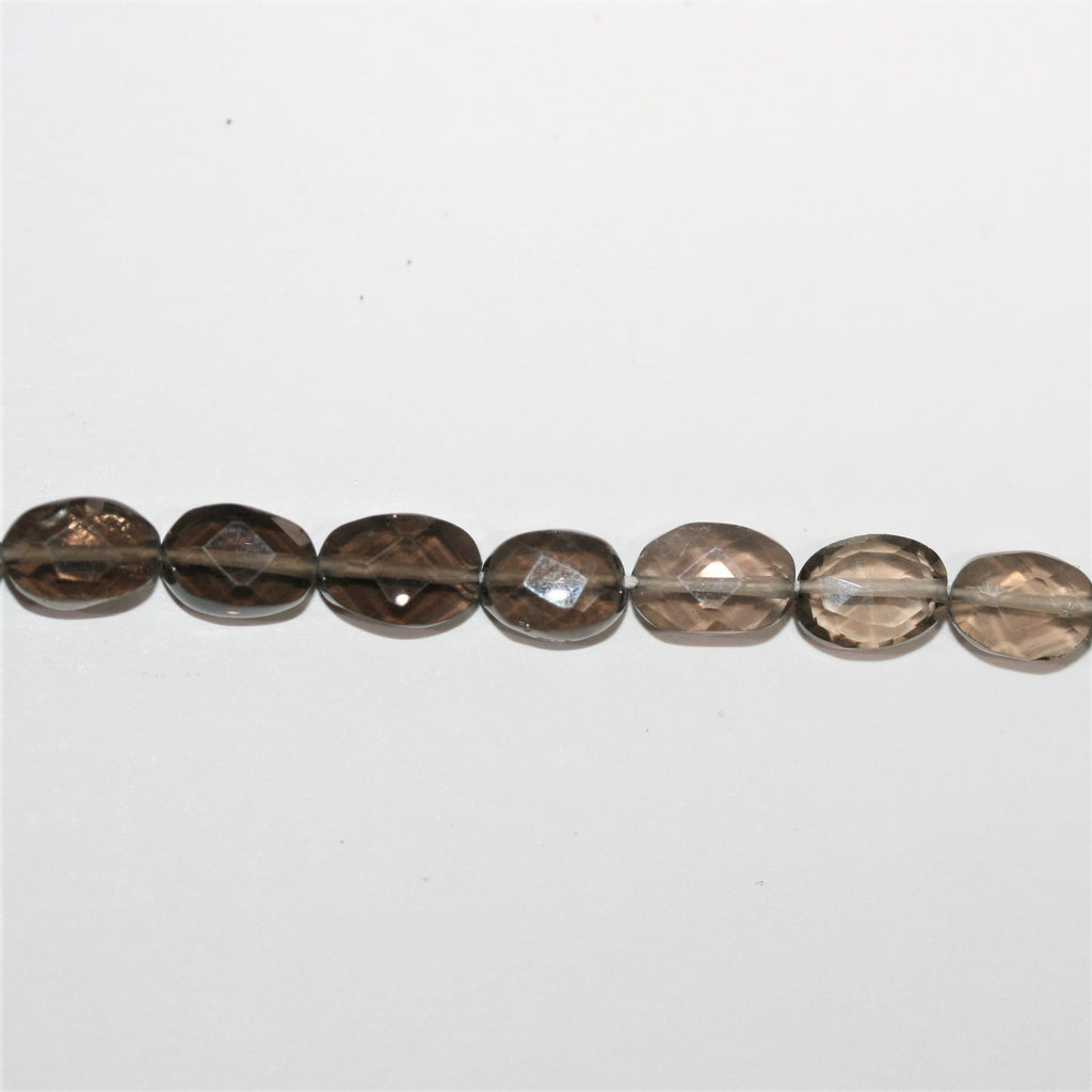 Perles ovales à facettes en quartz fumé St de 14 pouces (8 x 5 mm). Longueur approximative du brin : 36 cm.