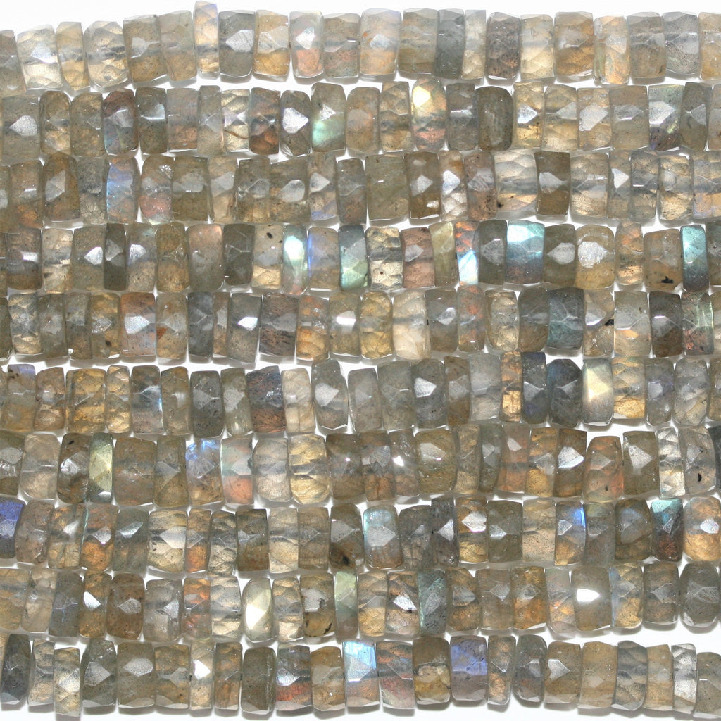 Cuentas de disco facetadas de labradorita de 16" de St., 6 x 3 mm. Aprox. - Hilo de 40 cm.