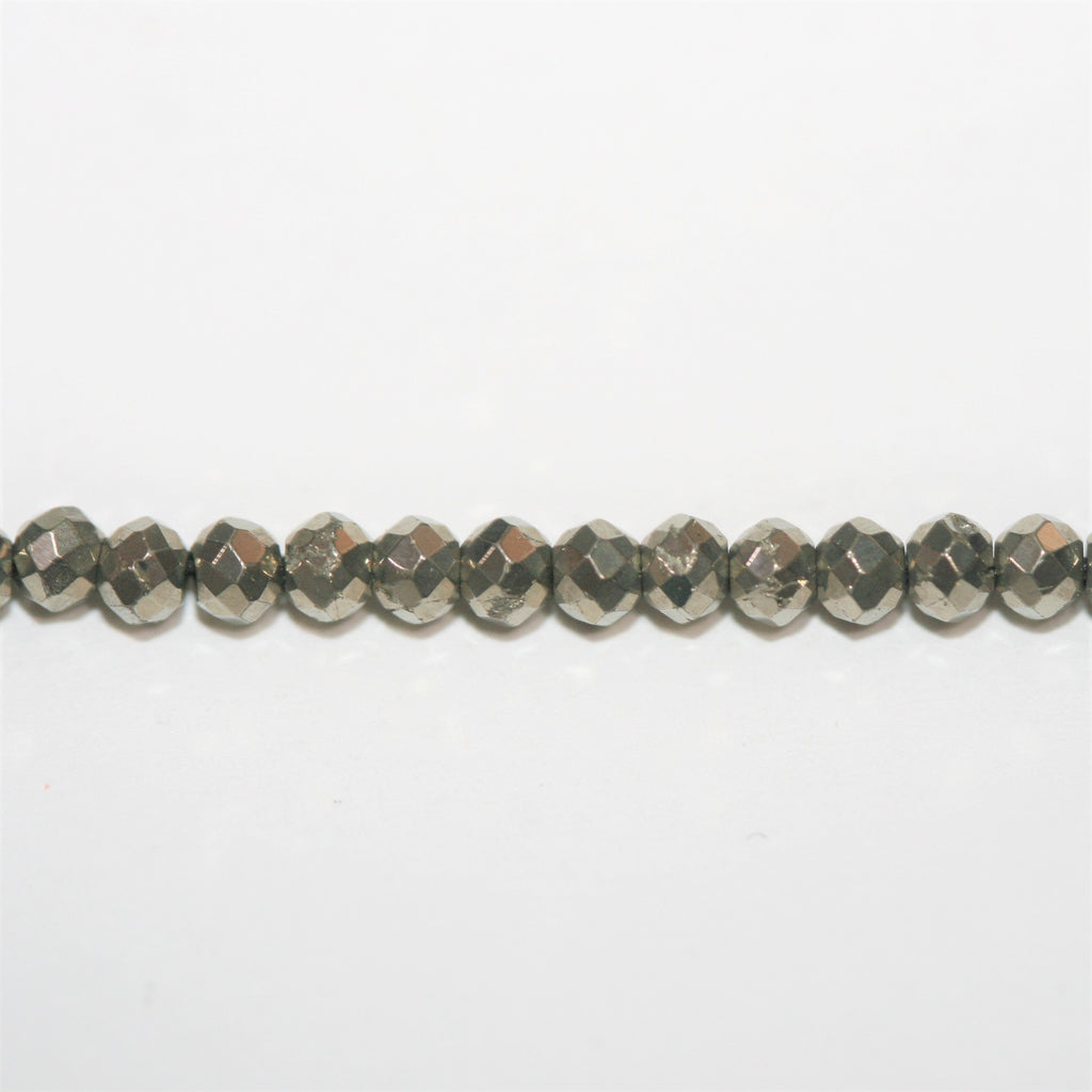 12" St Natural Pyrite Faceted Rondelle Beads 2.5x1.5mm.- Strand 32cm.